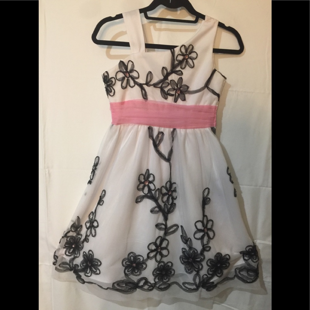 Rare Editions White/Black Fancy Dress Sz 12